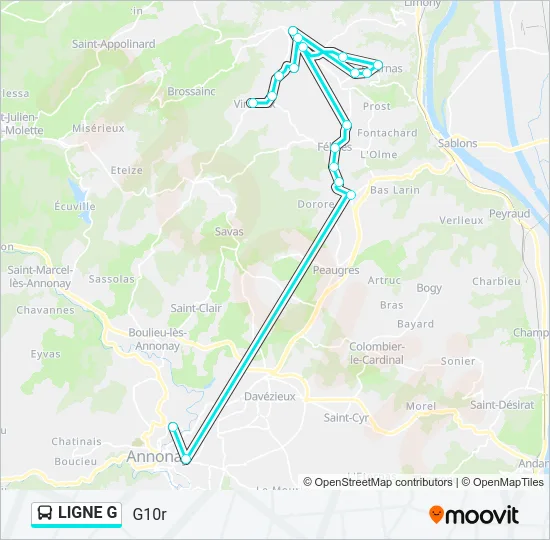 LIGNE G Bus Line Map