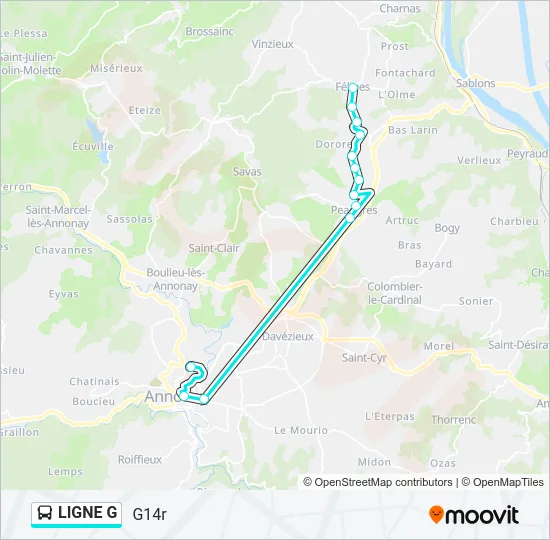 LIGNE G Bus Line Map