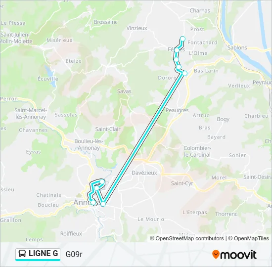LIGNE G Bus Line Map