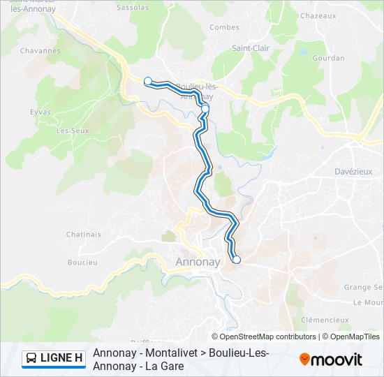 Plan de la ligne LIGNE H de bus