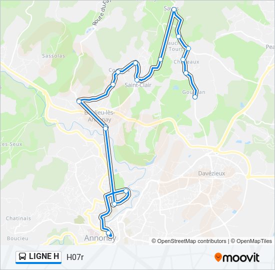 Plan de la ligne LIGNE H de bus