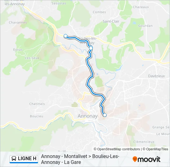 LIGNE H Bus Line Map