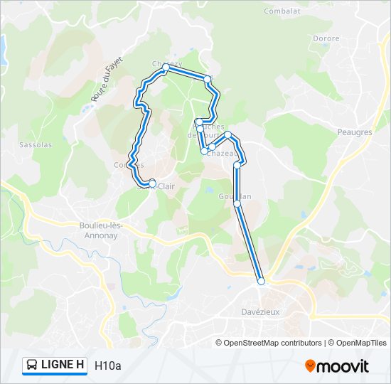 Plan de la ligne LIGNE H de bus