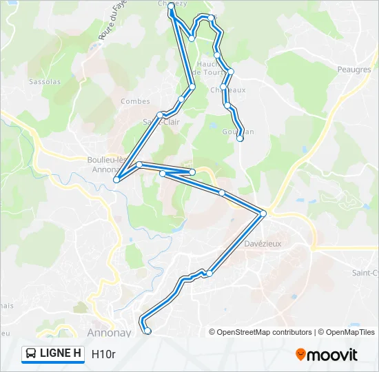 LIGNE H Bus Line Map