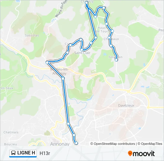 LIGNE H Bus Line Map