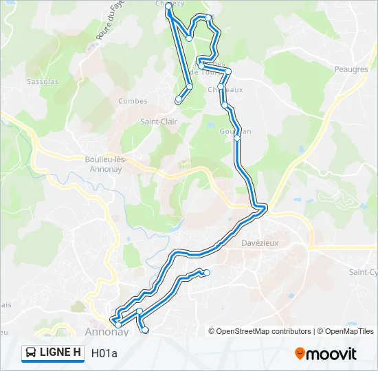 LIGNE H Bus Line Map