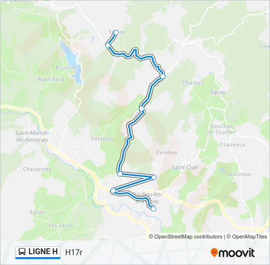 LIGNE H Bus Line Map