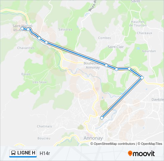 Mapa de LIGNE H de autobús