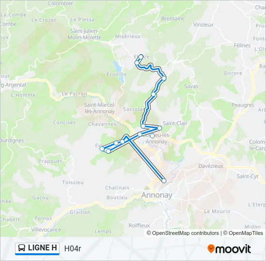 LIGNE H Bus Line Map