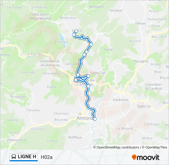 Plan de la ligne LIGNE H de bus