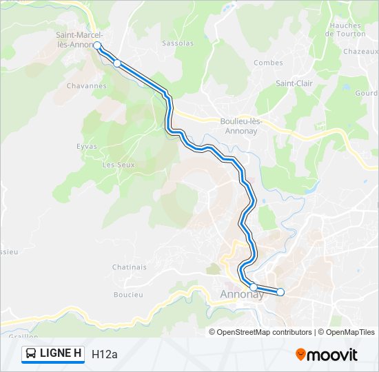 Plan de la ligne LIGNE H de bus