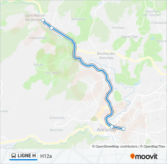 LIGNE H Bus Line Map