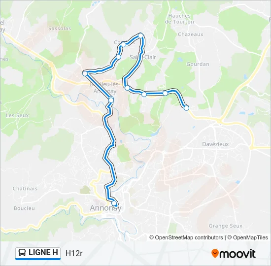 LIGNE H Bus Line Map
