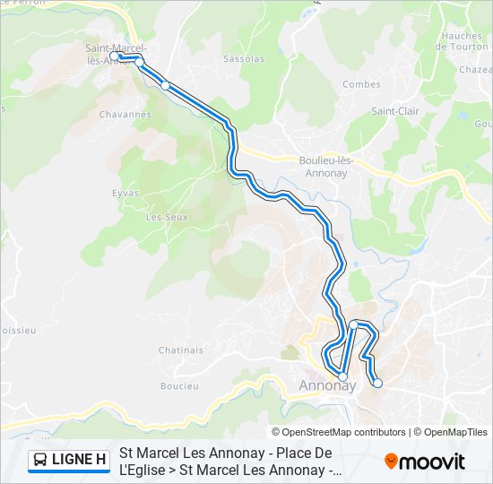 LIGNE H bus Line Map