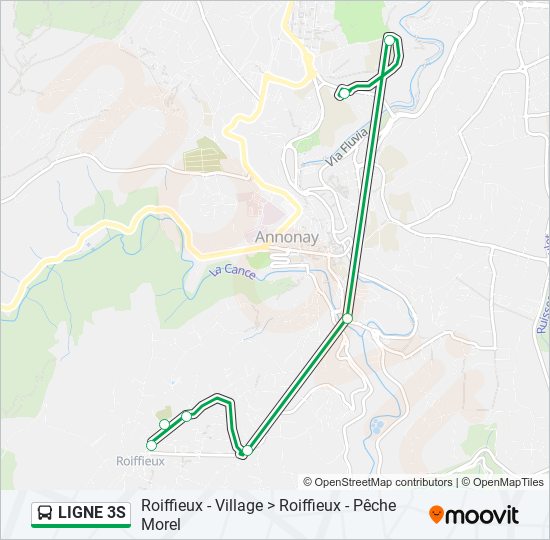 Plan de la ligne LIGNE 3S de bus