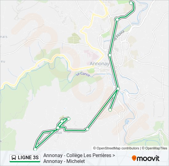 Plan de la ligne LIGNE 3S de bus