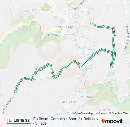 LIGNE 3S Bus Line Map