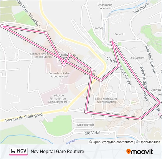 Plan de la ligne NCV de bus