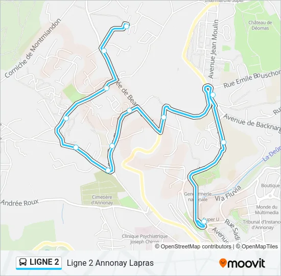 LIGNE 2 Bus Line Map