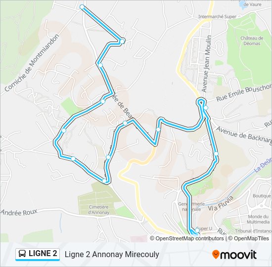 Mapa de LIGNE 2 de autobús