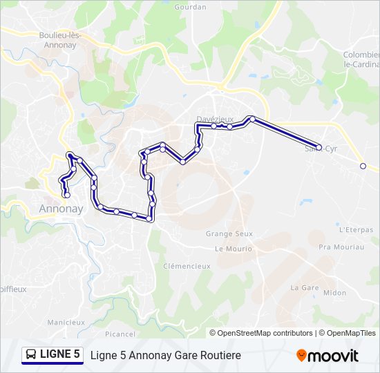 Mapa de LIGNE 5 de autobús