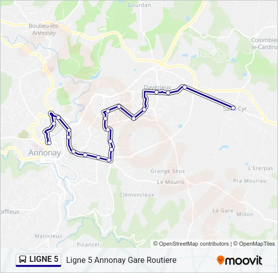 LIGNE 5 Bus Line Map