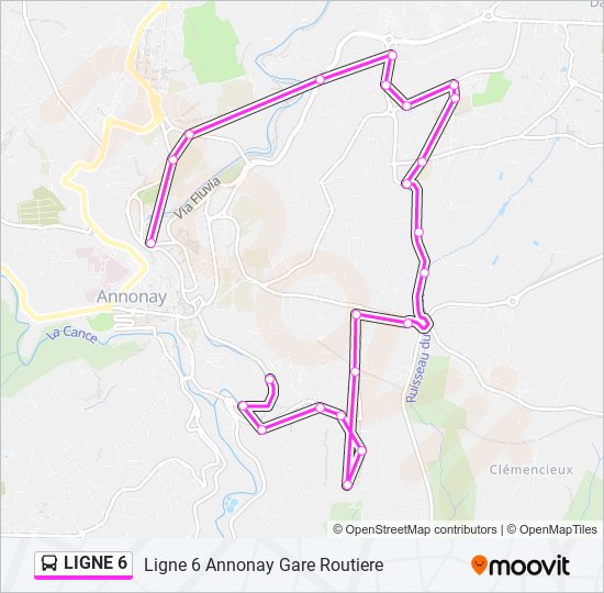 Plan de la ligne LIGNE 6 de bus