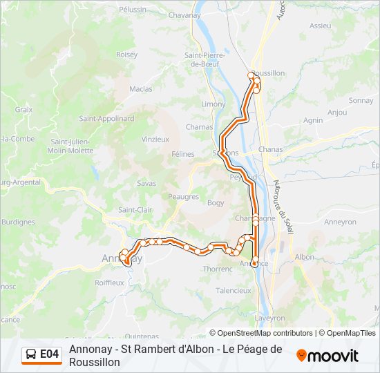 Plan de la ligne E04 de bus