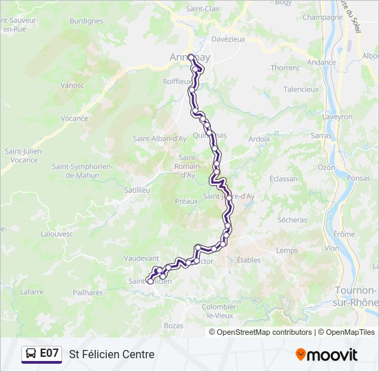 Plan de la ligne E07 de bus