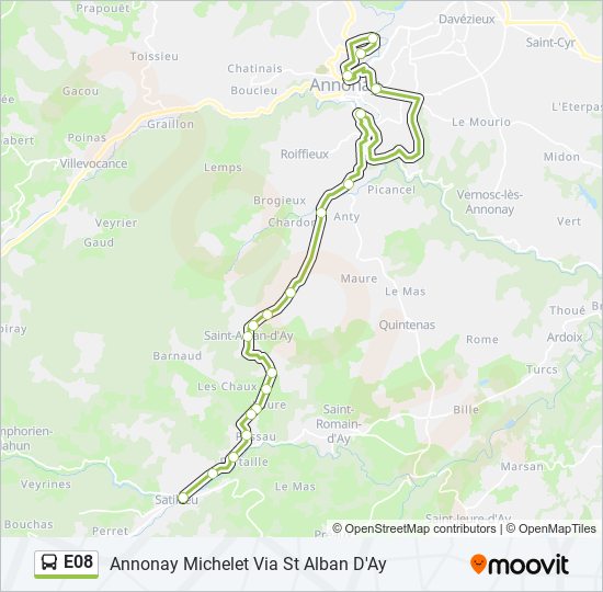 E08 bus Line Map