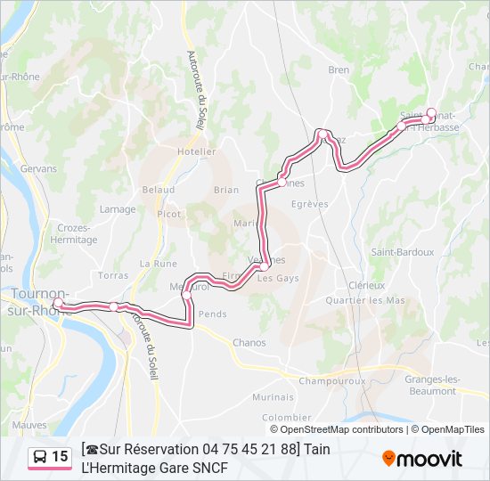 Plan de la ligne 15 de bus