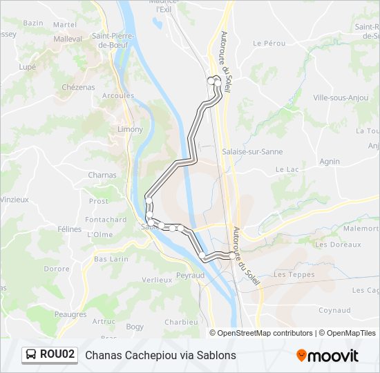 Plan de la ligne ROU02 de bus
