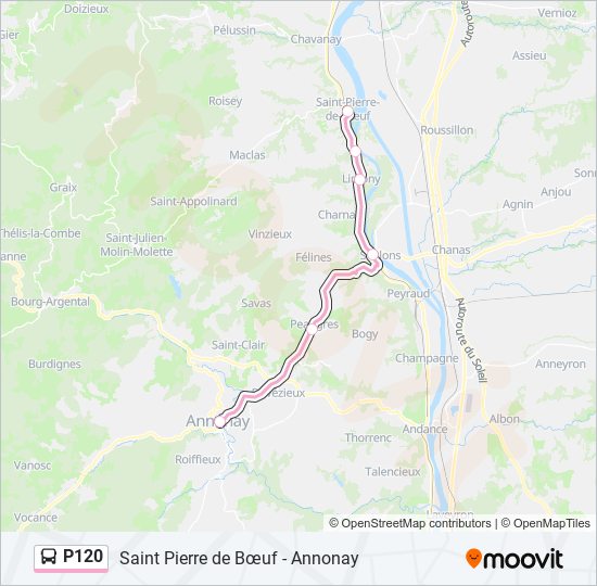 Plan de la ligne P120 de bus