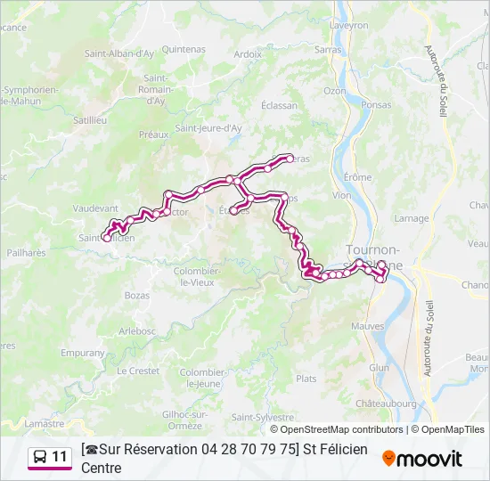 Plan de la ligne 11 de bus