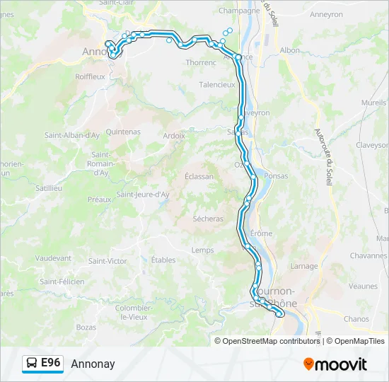 E96 Bus Line Map