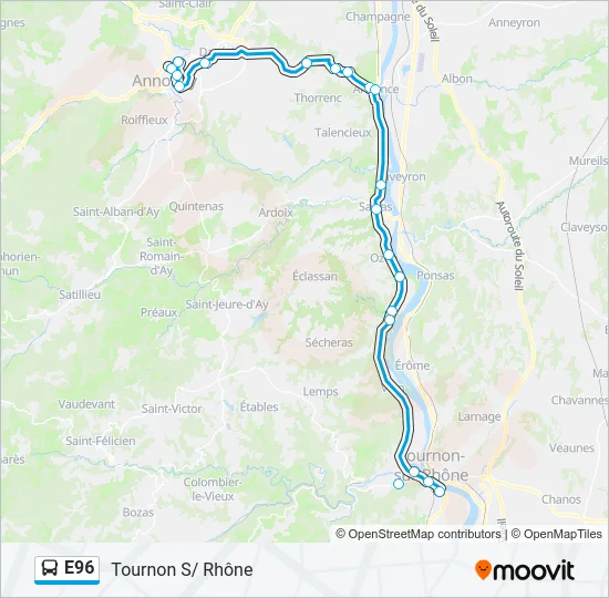 E96 Bus Line Map