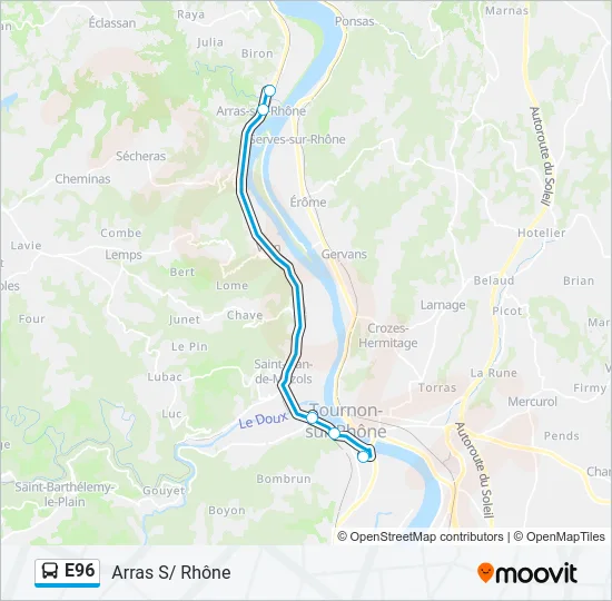 E96 Bus Line Map