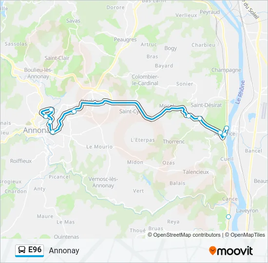 E96 Bus Line Map