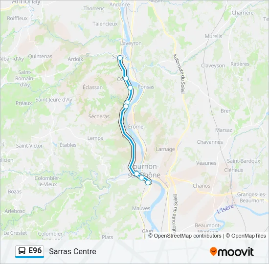 E96 Bus Line Map