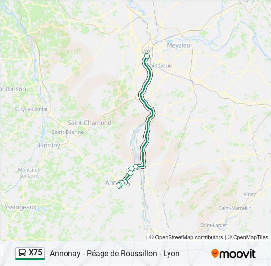 Mapa de X75 de autobús