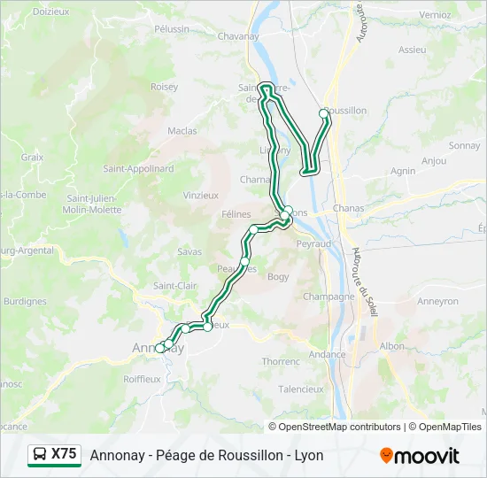 X75 Bus Line Map