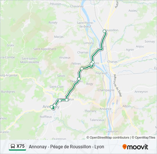 Mapa de X75 de autobús