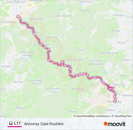 Plan de la ligne L17 de bus