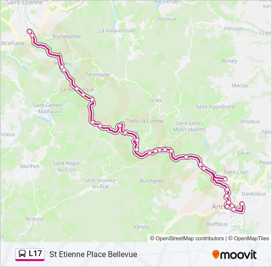 Plan de la ligne L17 de bus