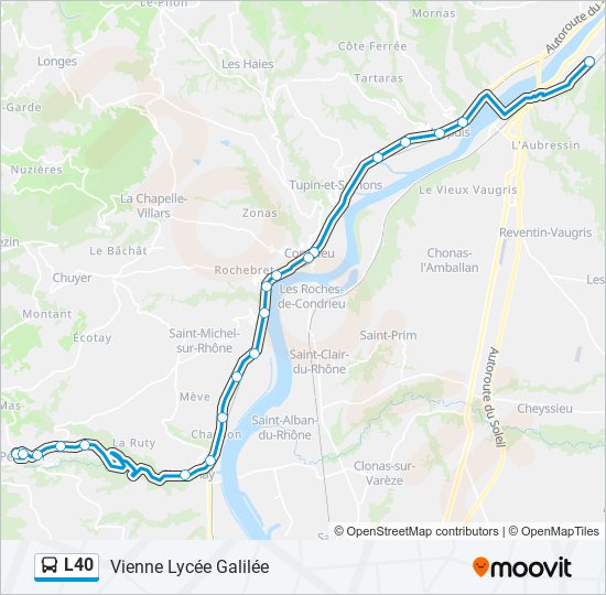 Plan de la ligne L40 de bus