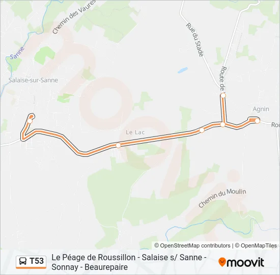 T53 Bus Line Map