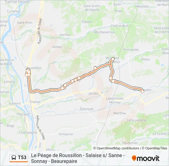 T53 Bus Line Map