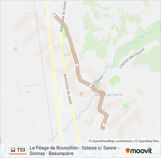 T53 Bus Line Map