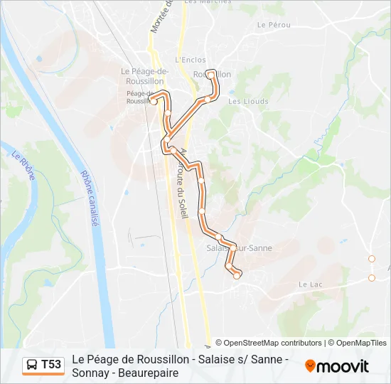T53 Bus Line Map