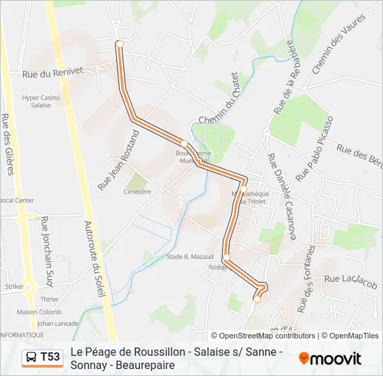 T53 Bus Line Map